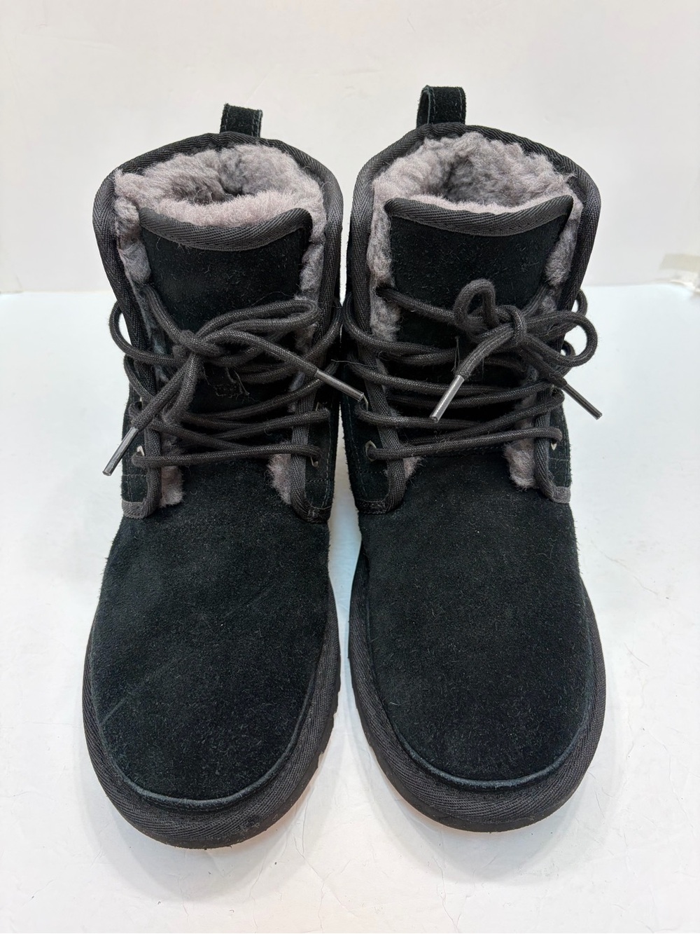UGG Australia Black Suede Lace-Up Winter Boots Women's Size 7 1016472